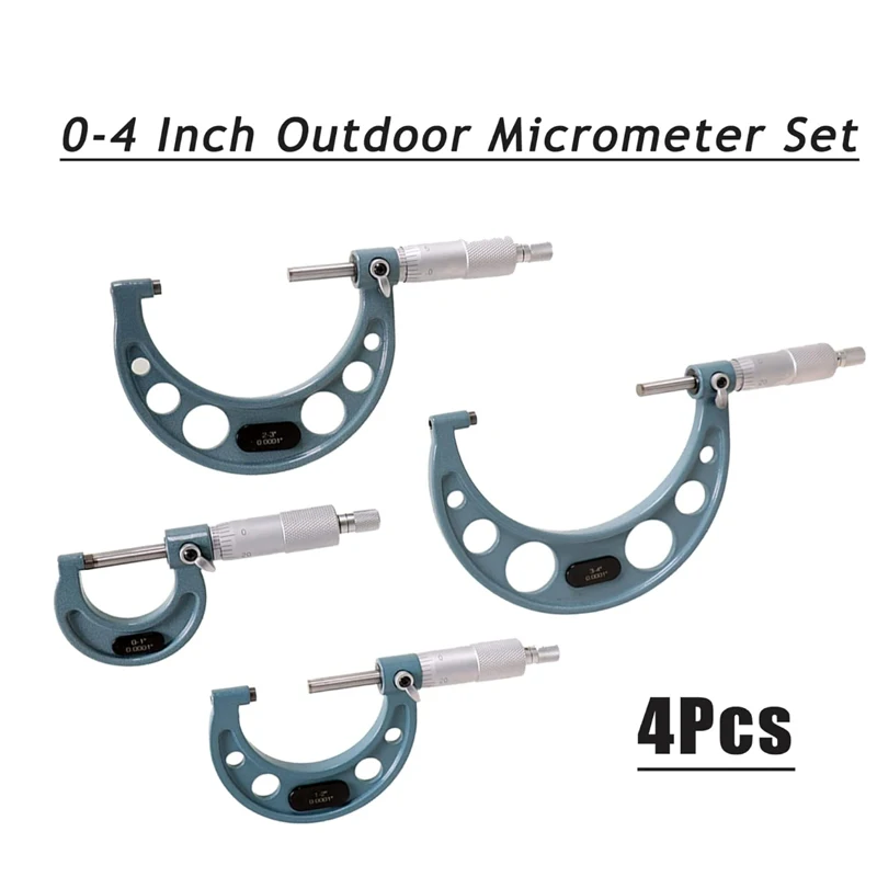 Description Picture 4 of item4Pcs 0-4 Inch 0.0001 Inch Outdoor Micrometer Set Precision Carbide for Precision Measurement Work
