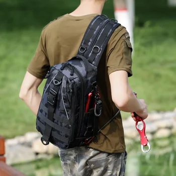 다기능 야외 하이킹 낚시 가방, 위장 군사 팬 전술 배낭, 남성 여성 캠핑 여행 라이딩 가슴 가방