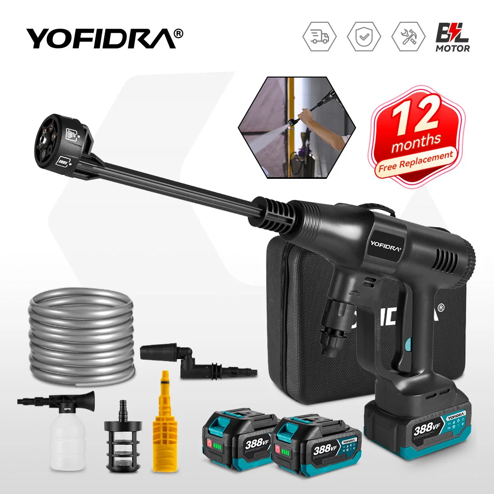 Yofidra 200bar brushless Elektromos vize pisztoly 3 Fogaskerék-áttétel cordless újratölthető autó kerti tisztító szerszámok számára makita 18V Üteg