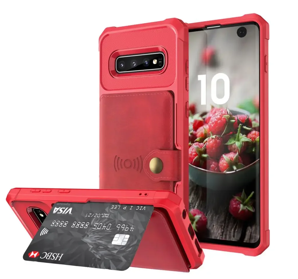 Premium PU Leather Flip Wallet Case with Photo Holder & Card Slots