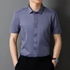 Classic Men's Shirt Summer Short Sleeve Business Formal Fit Soft Anti Wrinkle Social Smooth Workwear Blue Black Grey Large 5XL 5