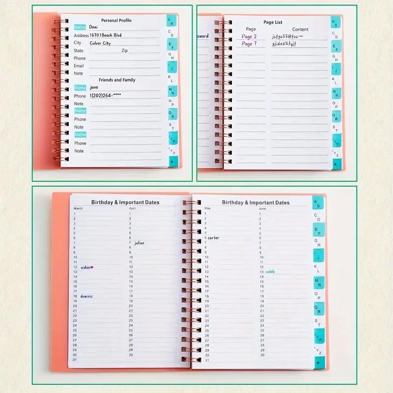 Leather Notebook MINI Size Notebook Telephone Address Book Office Supplies