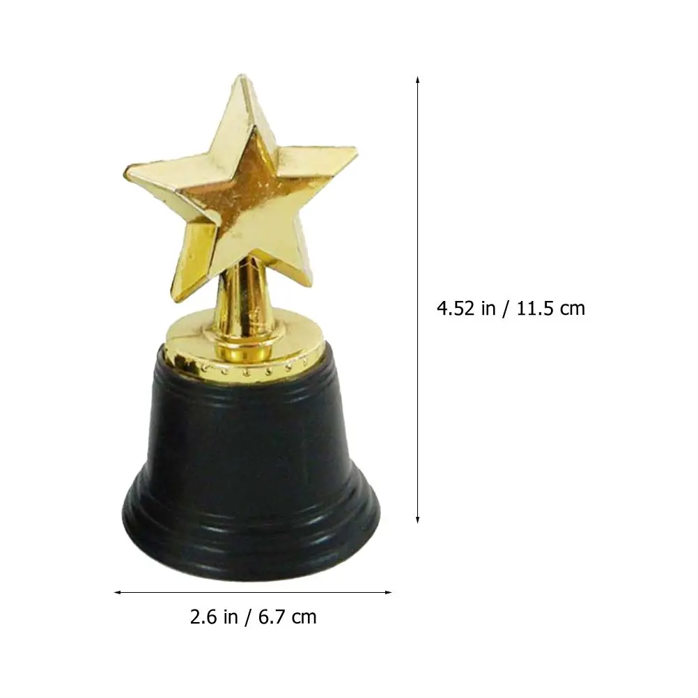 12Pcs Award Golden Mini Award Trophy Prizes Decor Plastic Reward Prizes Kindergarten Kids Gift Awards Trophy with Black Base