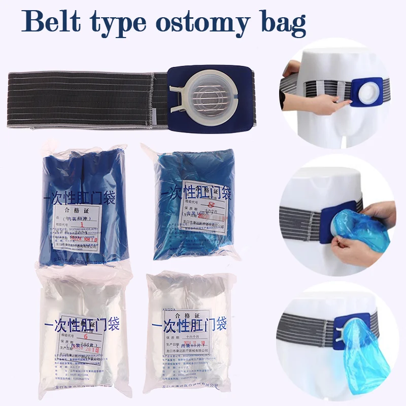 Ostomy Bag Care Colorectal Diversion Cancer Ostomy Artificial Stoma Anal Cover for Stool Disposable Transparent & Blue Bag