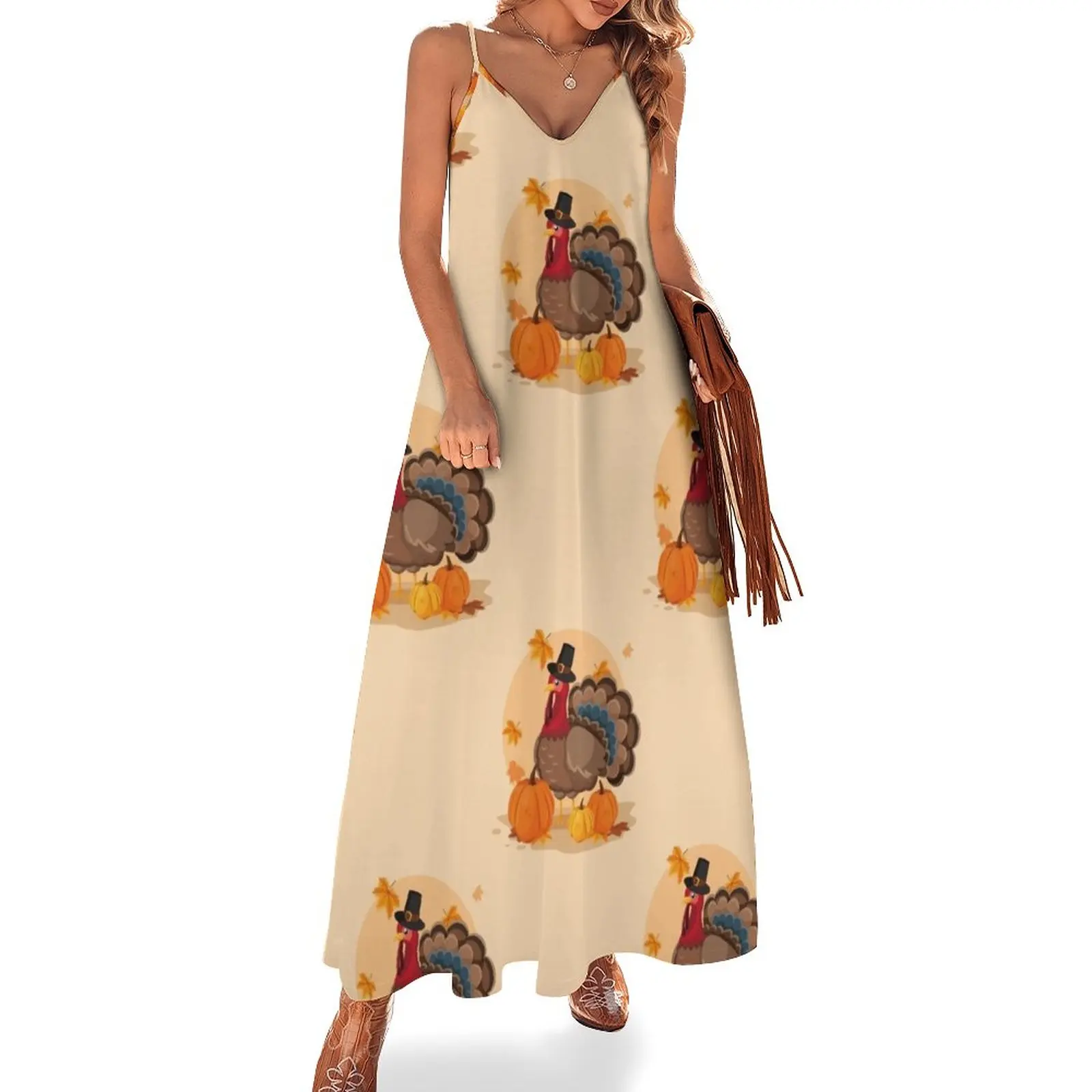 

happy thanksgiving pilgrim turkey Sleeveless Dress ceremony dresses Clothing ladies dresses for special occasions