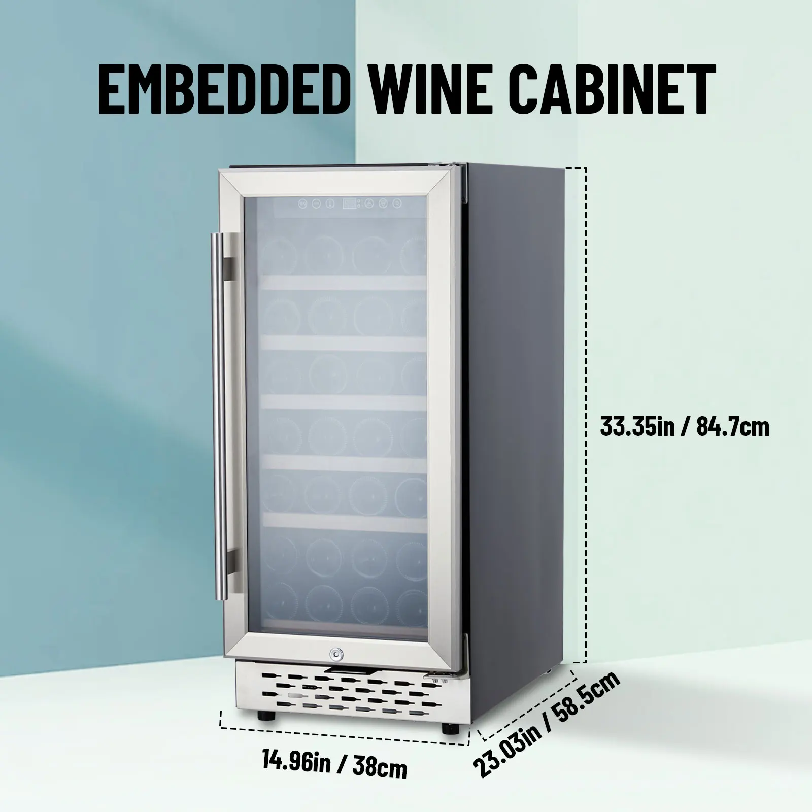 Wine Cooler Refrigerator 28 bottles, Mini Fridge with 41-65°F Digital Temperature Control, Glass Door Free Standing for Bar Home 4