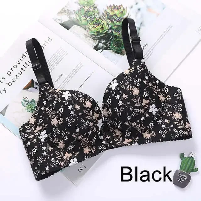 Women Flower Print Seamless Bra Sexy Lingerie Flor...