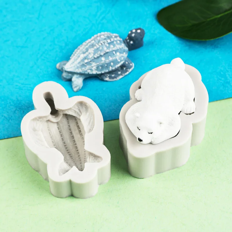 Animale dell'oceano Coccodrillo Orso polare Squalo Tartaruga marina Stampo in silicone Strumento per decorare torte fondente Stampo per cioccolato Gumpaste Caramelle Argilla  15