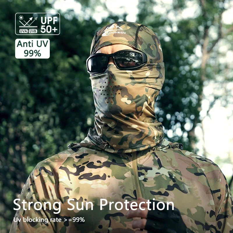 Ice Silk Full Face Mask UV Protection Balaclava Mask Breathable Windproof Quick Drying Hiking Cycling Unisex Camouflage Mask