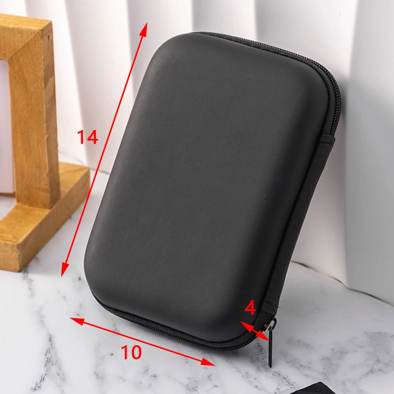 Compact Hard Shell Digital Gadgets Organizer - Premium Leather Storage Case for Earphones, Chargers, and Accessories