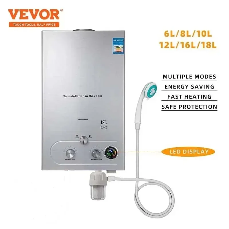 12L 24KW VEVOR LPG Podgrzewacz ciepłej wody Natychmiastowy z Polski za$82.11 / ~304zł