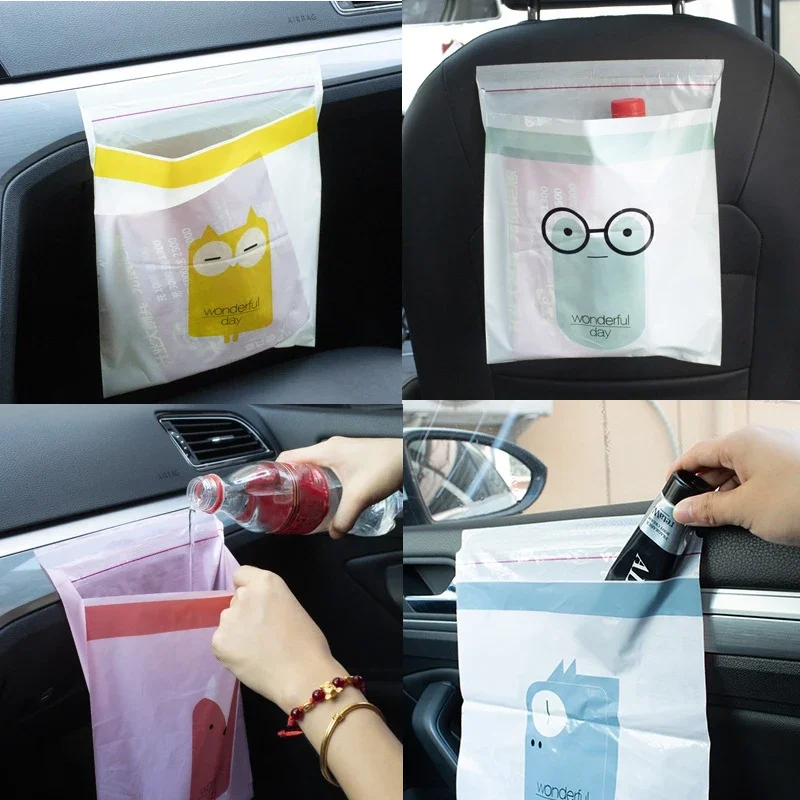 Car Trash Bags Home Self-Adhesive Rubbish Holder Disposable Biodegradable Garbage Storage Bag Auto Interior Accesorios 15pcs