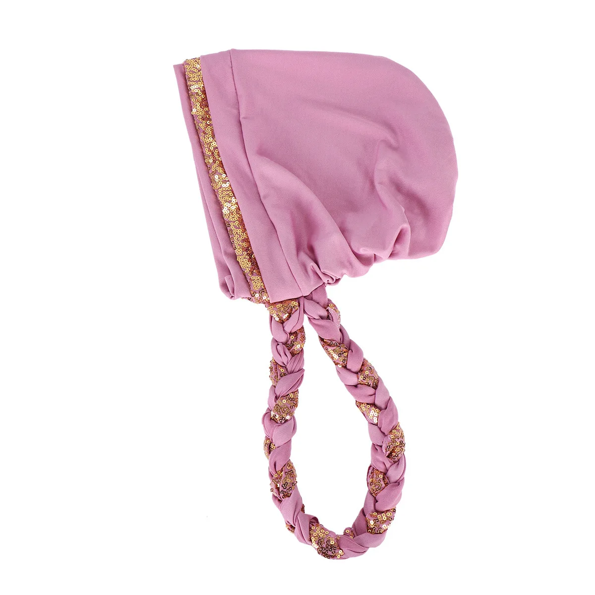 NEW Women Turban hats sequin Solid Braid Twist Caps Cancer chemotherapy Chemo Beanies Cap Headwrap Plated Hair loss cover 3