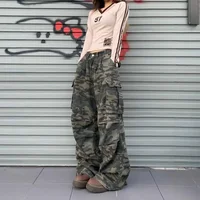 Vintage Women's Jeans Loose-Fit Slimming Casual Wide-Leg Trousers American Style Streetwear Denim Cargo Pants