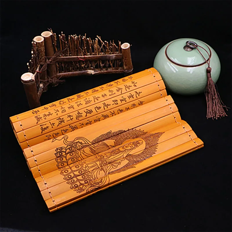 Classical Chinese Style Home Decor Book, Classical Scroll Slip, Bamboo Wooden Slips, Heart Sutra Buddhist Ornaments, Decor