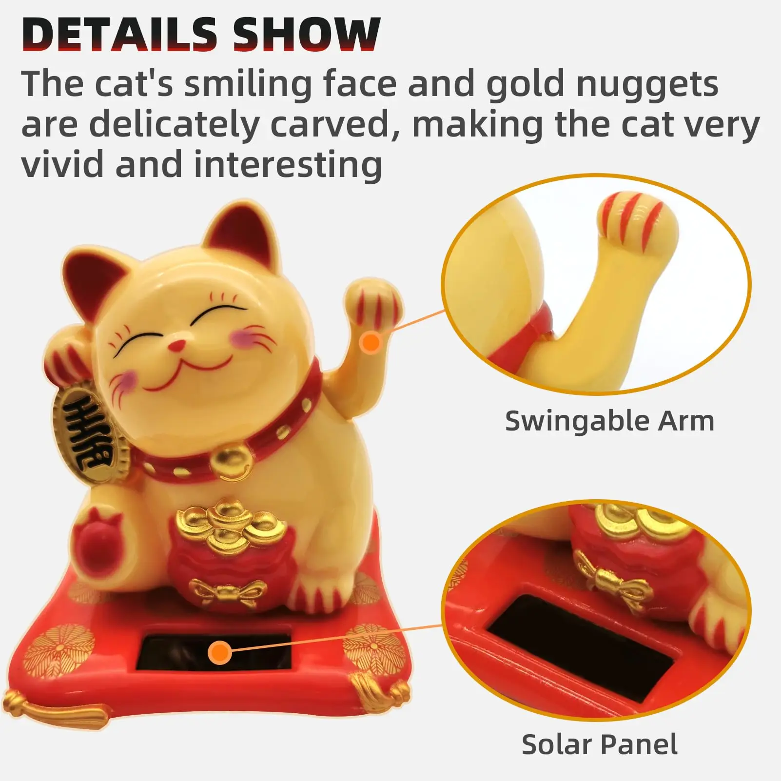 Fortune Cat Figurine 1Pc Mini 2.9inch Waving Hand Feng Shui Cat Decoration Opening Business Home Car Ornament Holiday Gift Home Decoration