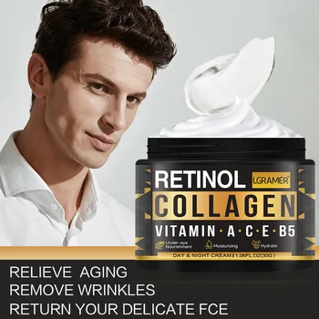 Men's Retinol Collagen Face Cream Skincare Moisturizing Brightening Hydrating Smooth Wrinkles Firming Facial Men Skin Care