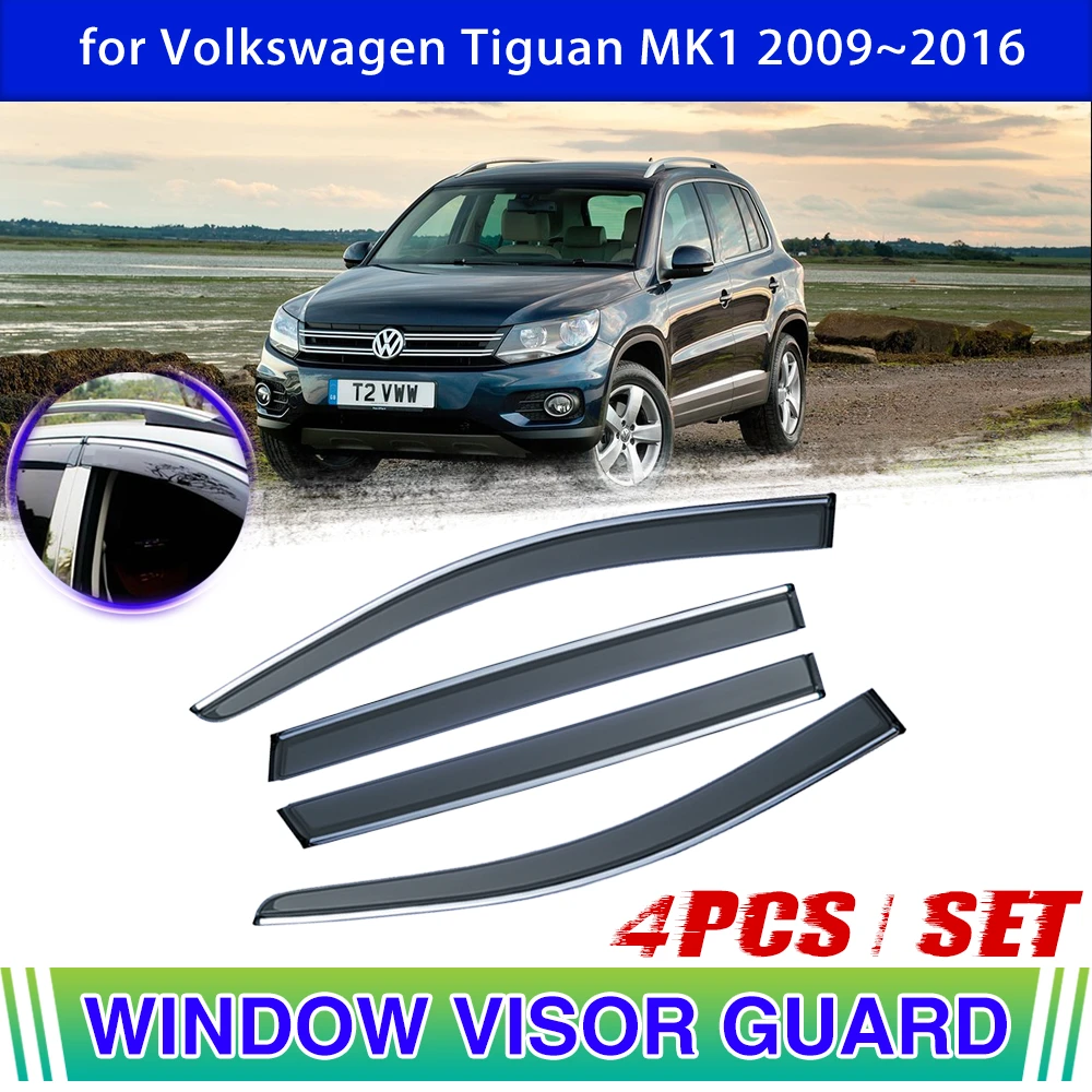 Visera de ventana de coche para Volkswagen VW Tiguan 5N MK1 2009 ~ 2016,2012 2013 2014 2015 de ventilación, protector de lluvia, cubierta puerta, Deflector, accesorios 2011| | - AliExpress
