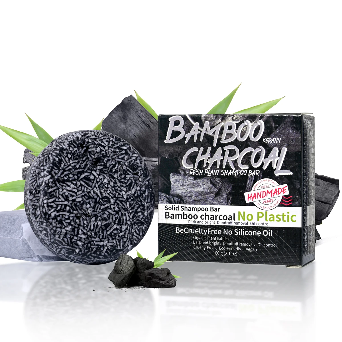 Plant Shampoo Men's Bamboo Charcoal Solid Shampoo Deeply Cleanses Moisturizes Scalp