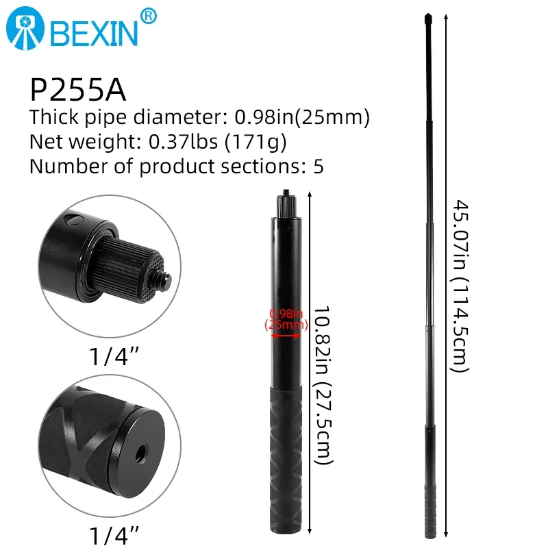 Camera Tripod Tripod Extension Rod Professional 1/4 Screw Handheld Stabilizer Adapter Adjustable For DSLR Camera