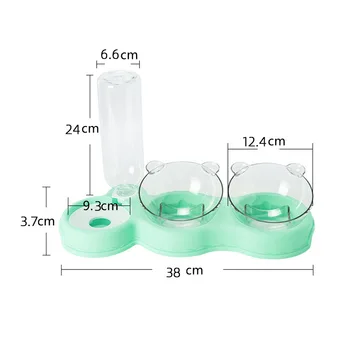 Pet Cat Automatic Feeder Plastic 3-in-1 Dog Food Bowl Double Bowls Automatic Water Reservoir Drinker Cat Feeding Accessories 6