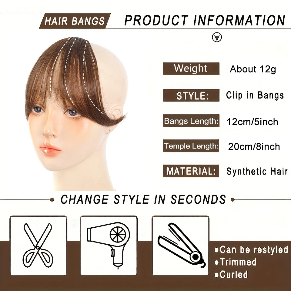 LUPU Synthetic Clip In Hair Bangs Wig With Natural Side Bangs Fluffy And Add Hair Flipper Bangs Hair Extensions For Women
