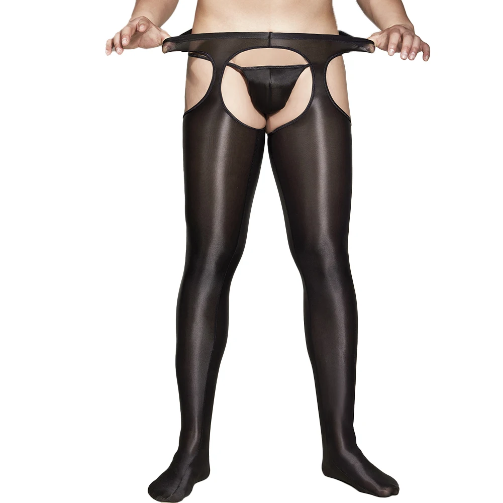 

Mens Oil Shiny Pantyhose Thin Shiny Leggings See Through Underwear Long Pants Stockings Trousers Underwear Elastic Sissy Panties