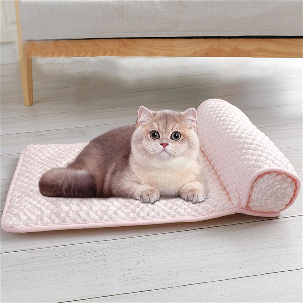 

Summer Dog Bed Cushion Cat Puppy Sleep Nest Cooling Matress Indoor Pets Kennel Ice Silk Cooling Mat for Small Medium Dogs Cats