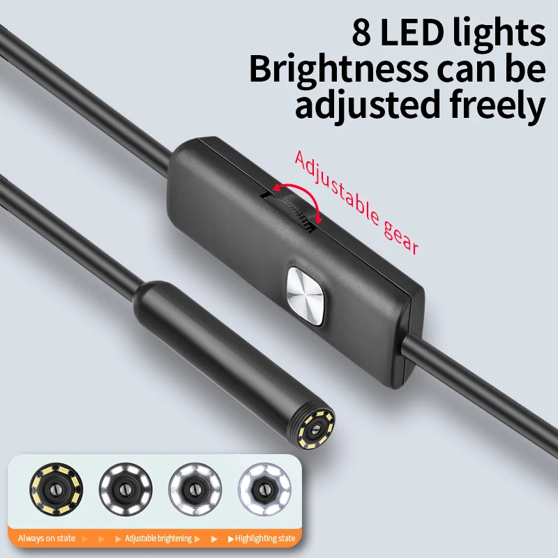  ī޶ 7.7mm  1M ϵ ̺ 3 in 1 ũ USB ŸC ð 6 LED  ˻