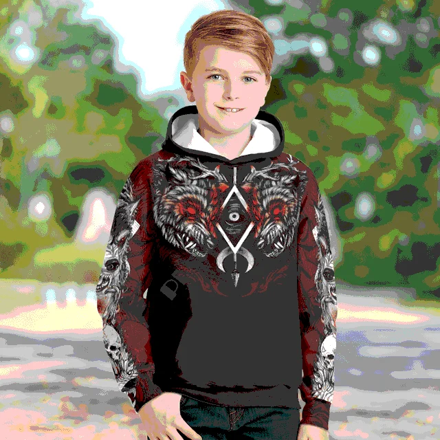 

Wolf Tattoo Hoodies 3d printed Hoodies kids Pullover Sweatshirt Tracksuit jacket t shirts Halloween Cosplay boy