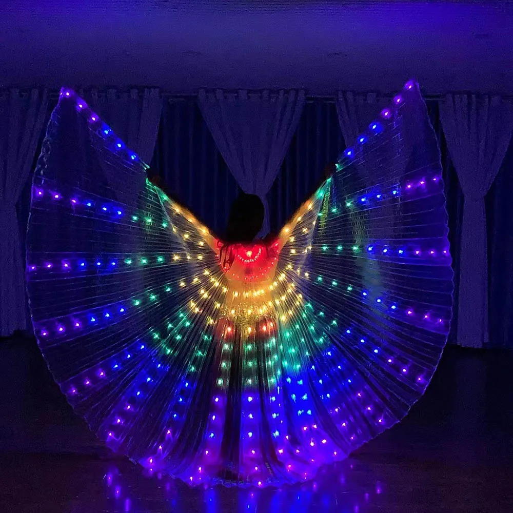 

Rainbow Color Alas Angle Led Wings Adult Led Costume Circus Led Light Luminous Costumes Party Show Isis Wings Dancewear