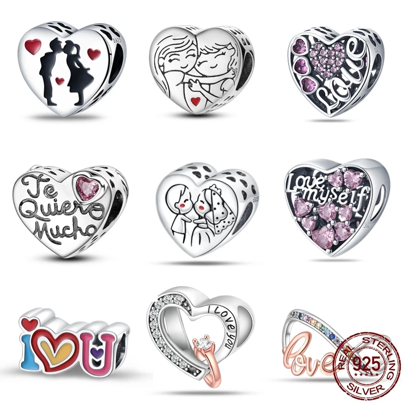 

Шарм-бусина в форме сердца из серебра 925 пробы, подходит для оригинального браслета Пандоры, ожерелье, Женская Серия любви, кулон «сделай сам», Изящные Ювелирные изделия