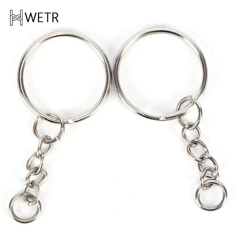 Details about   50-200X 25mm Polished Silver Keyring Keychain Split Ring Short Chain Key Ring 