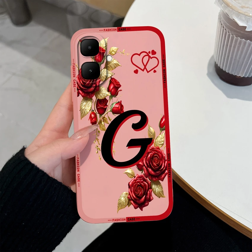 Rose Flower Letter Matte Silicone Shockproof Protective Phone Case
