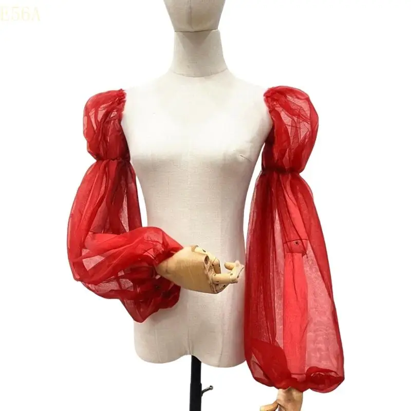 E56A Bridal Sheer Bischofshülsenarmabdeckung für Braut False Sleeve Tüll für Spielkostüm Frauen Hochzeitskleid Ärmel – Detail 7
