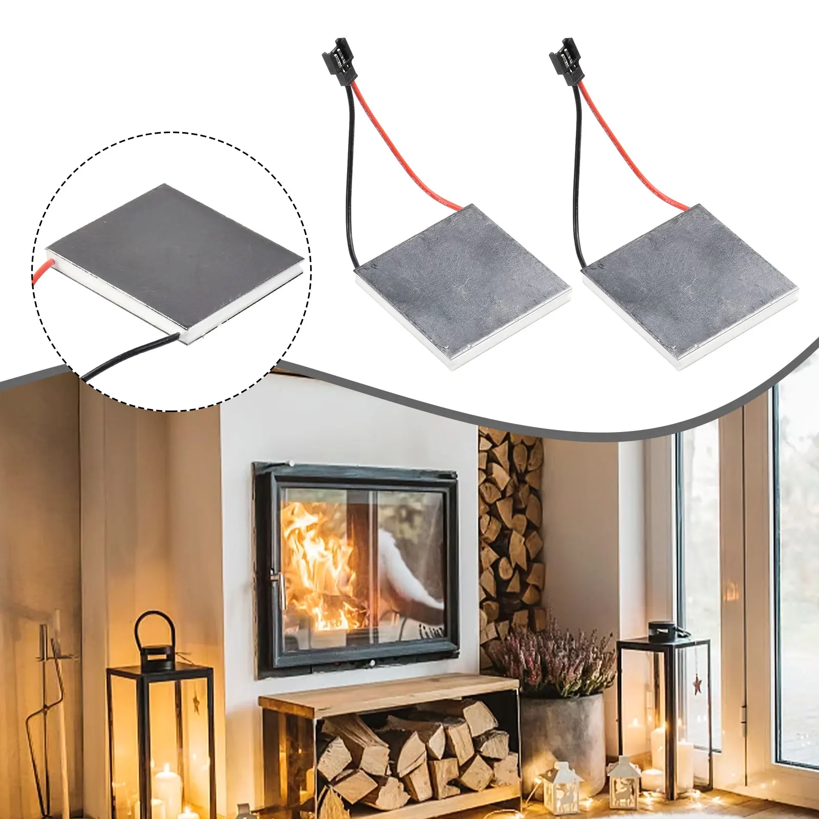 Stove Fan Semiconductor Power Generation Sheet 40*40mm Fireplace Fan Motor Generator Sheet Stove Burner Heater Replacement Parts 2pcs