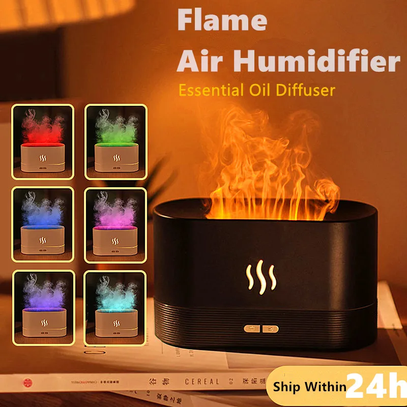 Flame Fire Humidifier Aromatherapy Diffuser Ultrasonic Aromatic Essences House Air Humidifier Home Bedoom Fragrance Diffusers flame essential oil fragrance diffuser air humidifier aromatherapy electric smell for home fire scent aroma diffuser machine