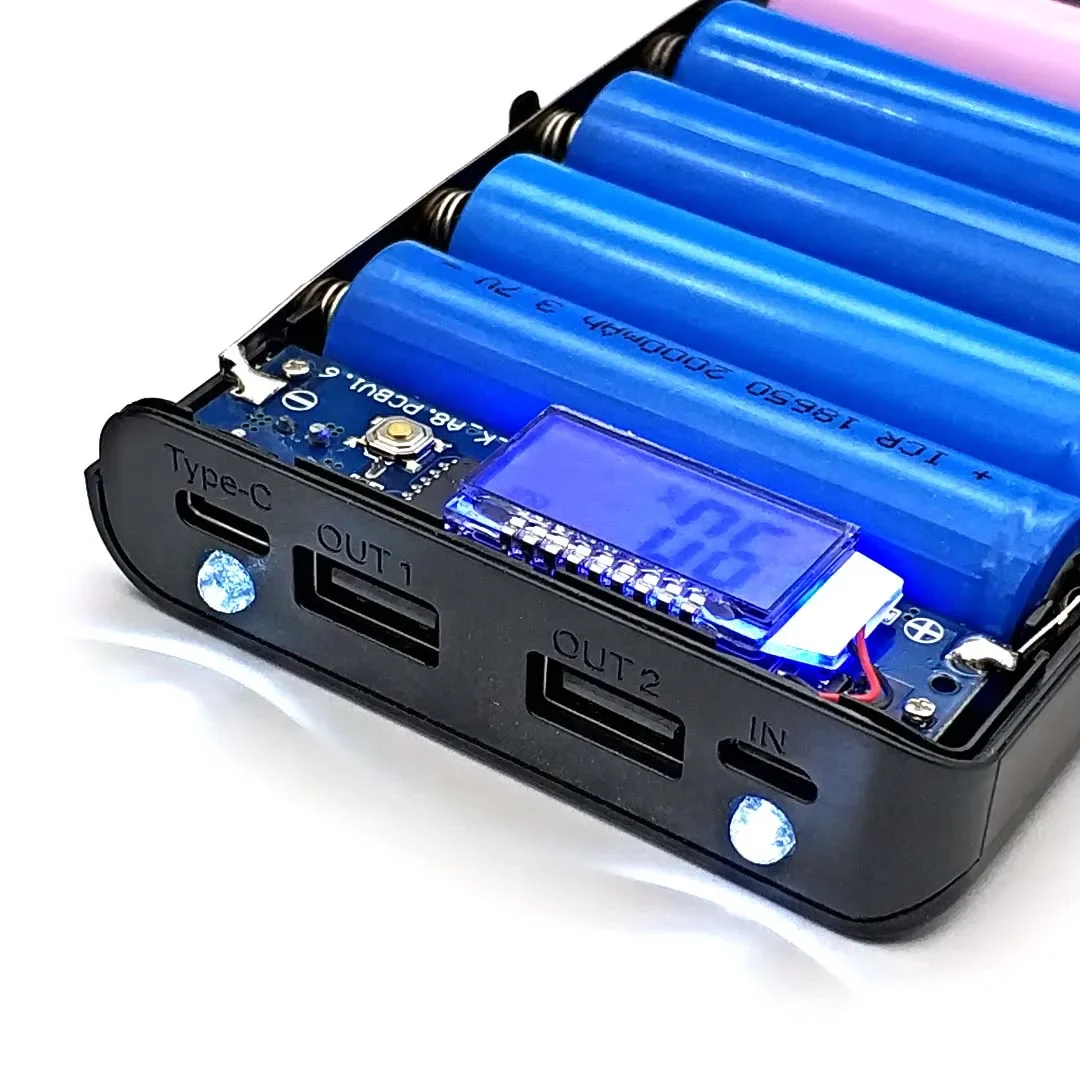 DIY Power Bank 18650 Battery Case Power Bank Battery Storage Box Powerbank Box Charger Shell Case 8*18650 Micro Type-c Interface battery storage box power bank case battery power bank box power bank