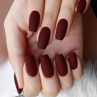 Faux ongles rouges mats 24 pièces, longueur moyenne, forme carrée, pour mariage, fête, manucure DIY, ongles acryliques à presser 2