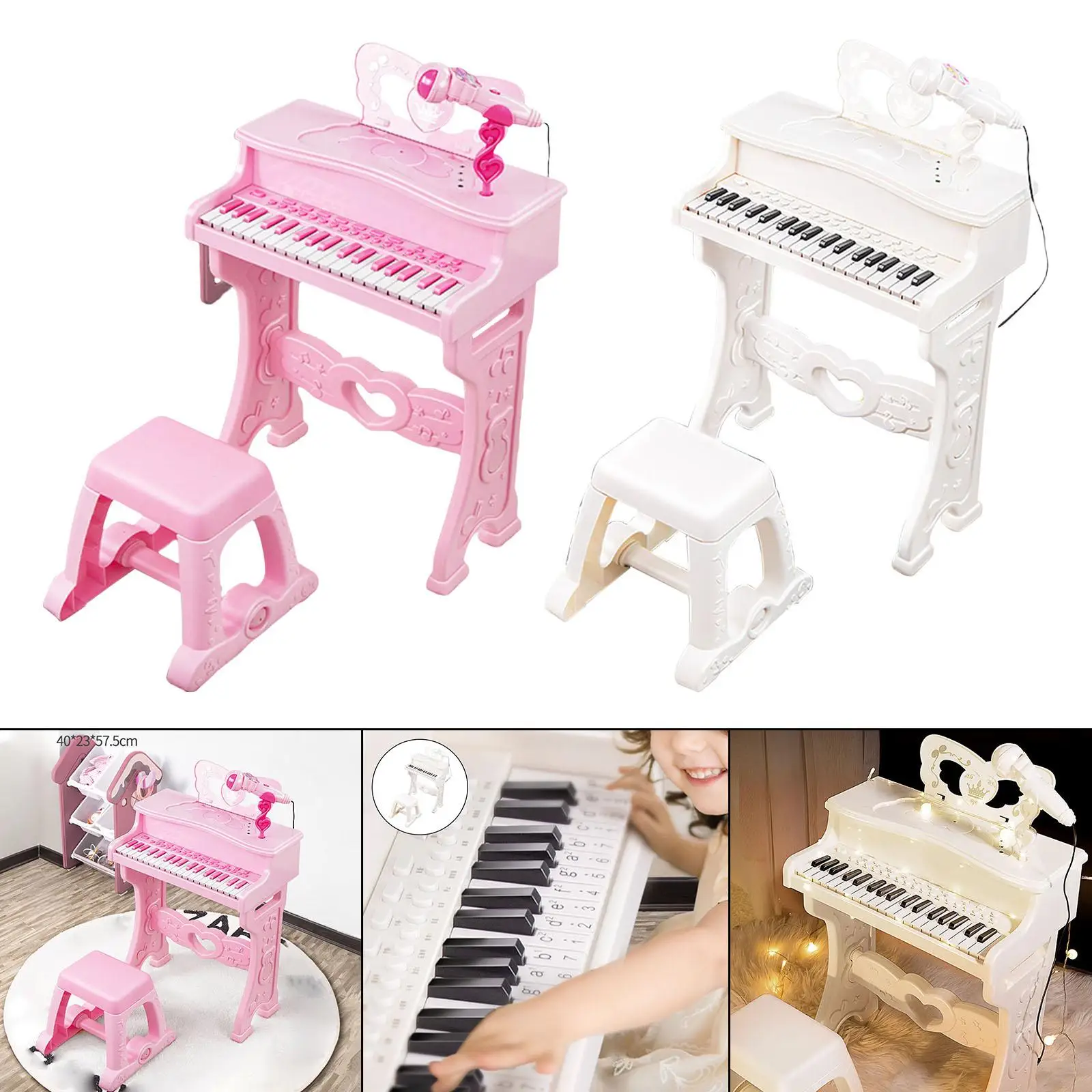 vidaXL Piano avec 37 Touches et Tabouret Microphone Jouet Enfants Instrument