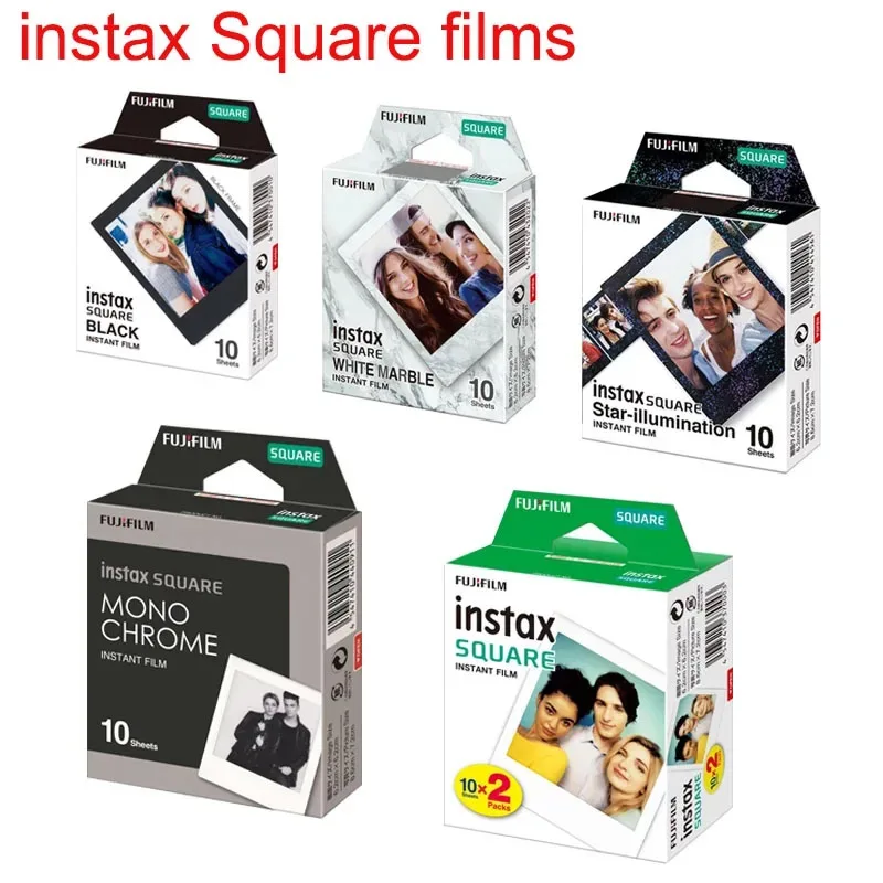 Fujifilm Instax Square White Edge Pellicole Nere Carta Fotografica (10-20 Pezzi) Per Stampante Instax Sq10 Sq6 Instant Camera Share Sp-3