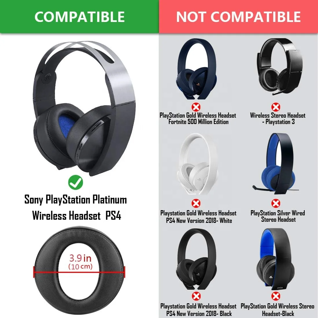 Ear Pad Per Sony Platinum Wireless Headset Playstation 4 Ps4 7.1 Cechya-0090 Accessori Per Cuffie Blue Headband Earpads Black