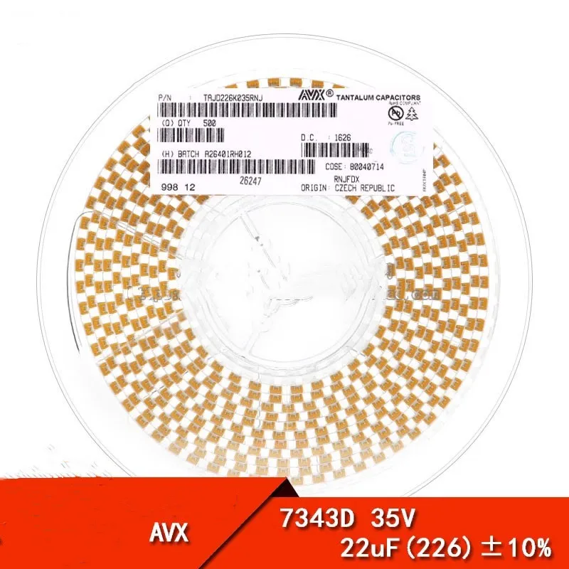 

10PCS TAJD226K035RNJ CASE-D-7343 22uF ±10% 35V SMD Standard Tantalum Capacitors Brand new original