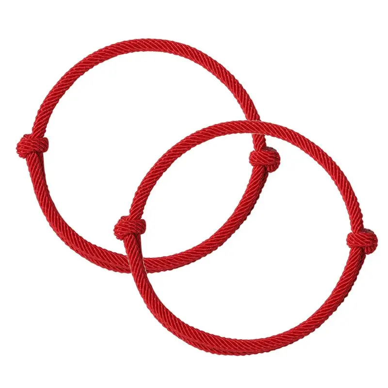 

F42F 2pcs Hand-Woven Red Rope Kabbalah Braided Red String of Friendship Simple Matching Bracelet for Lover Women Men