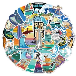 Summer Surfing Waterproof Sticker Pack - Beach Vibes and Adventure Decals (50pcs)