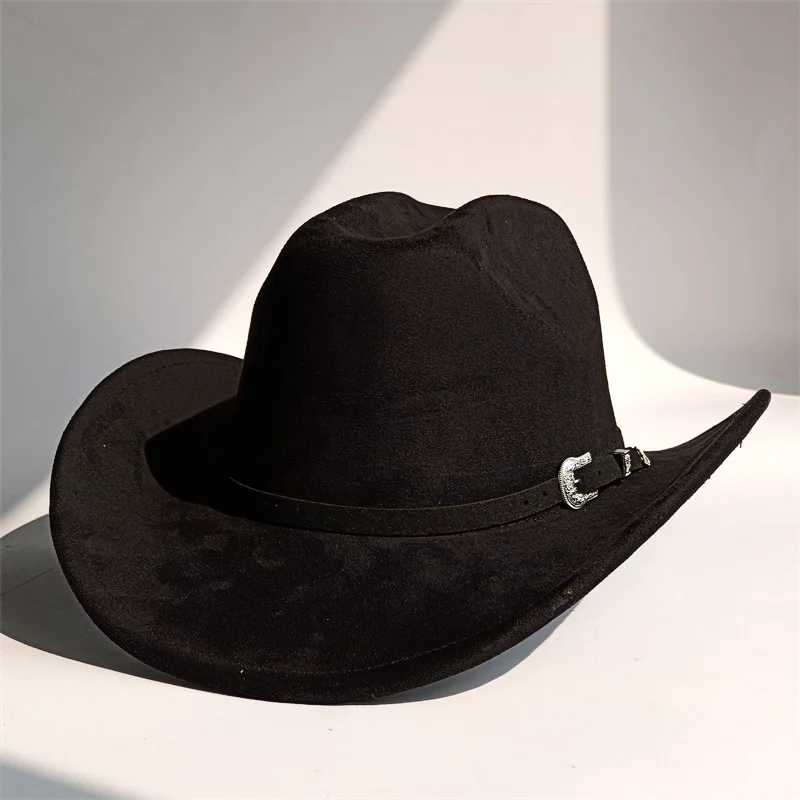 Cowboyhut Wildlederhut Marlboro Western-Stil Lederriemen Filzhut Herren- und Damen-Filzhut für Herbst und Winter Sombrero Vaquero – Detail 16