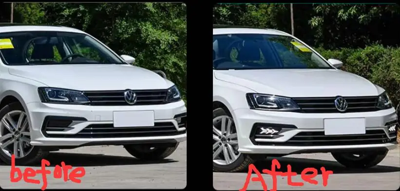 Фото 2018 2019 2020 год фары для VWJetta дневсветильник Sagitar Автомобильные аксессуары светодиодный ные ДХО передсветильник для VWjetta противотумансветильник №4