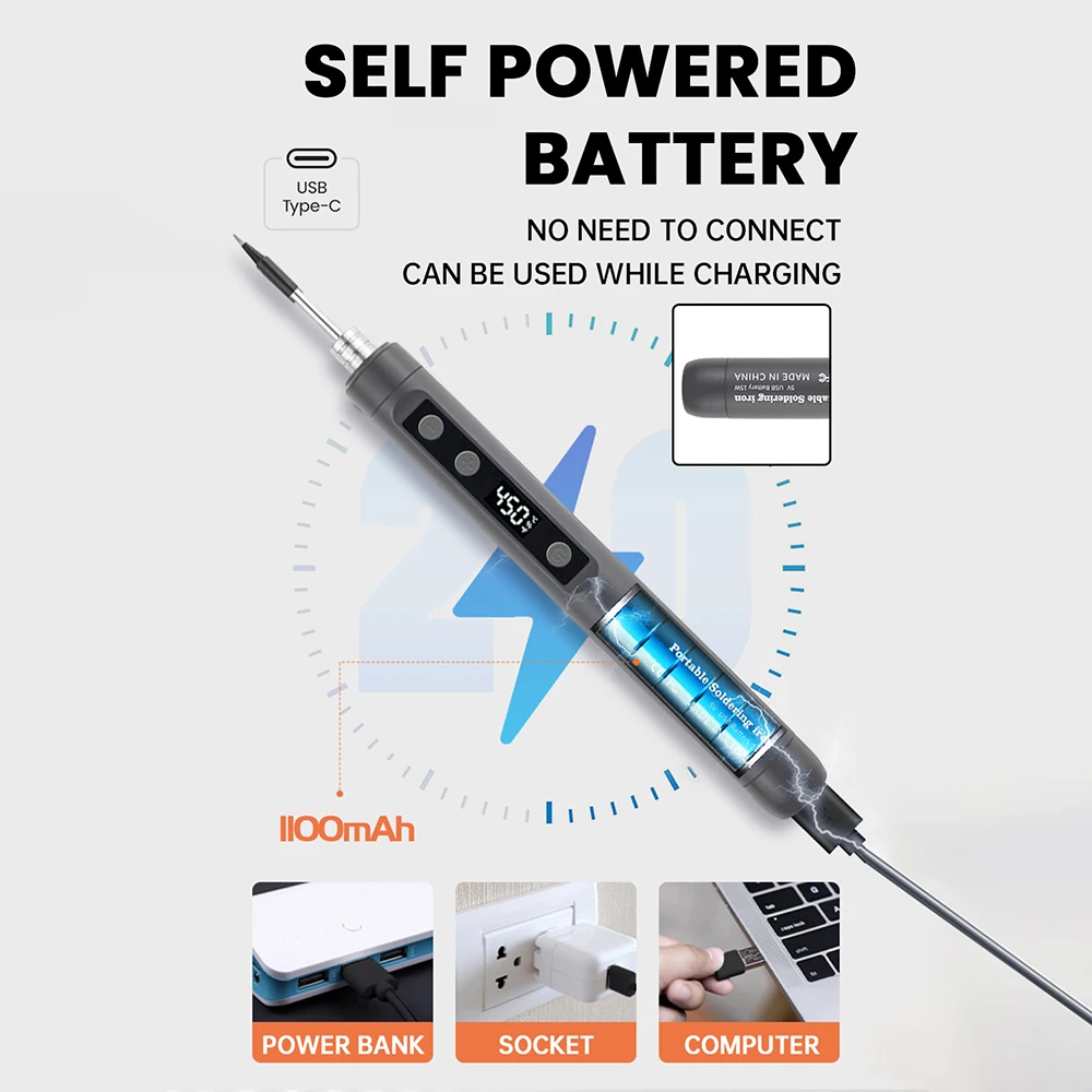 Cordless Soldering Iron Tool Kit, USB Rechargeable Portable - View #11