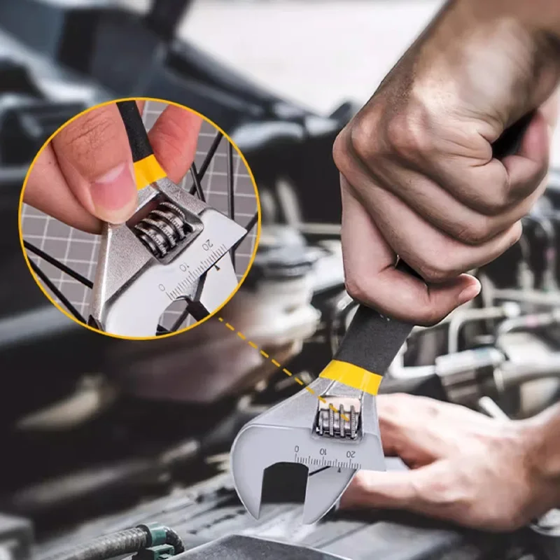 Deli Adjustable Wrench Car Bicycle Wrenchs Dip Plastic Carbon Steel Universal Spanner Mechanical Workshop Hand Repair Tools 6