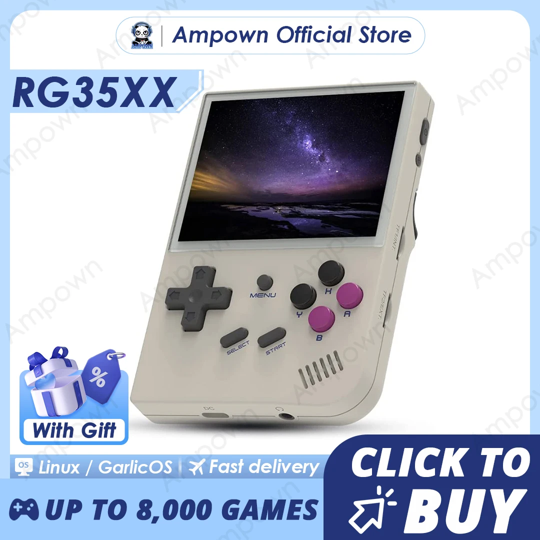 

ANBERNIC RG35XX Mini Retro Handheld Game Console 3.5″ IPS 640*480 Screen Dual System Linux Garlic OS Portable Video Game Player